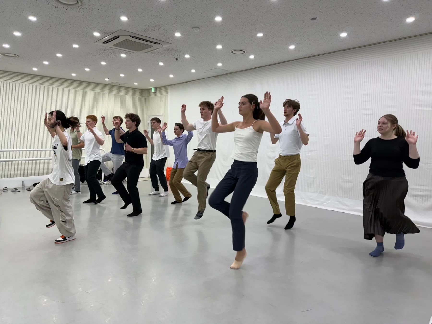 Students participating in a K-pop dance workshop in Seoul